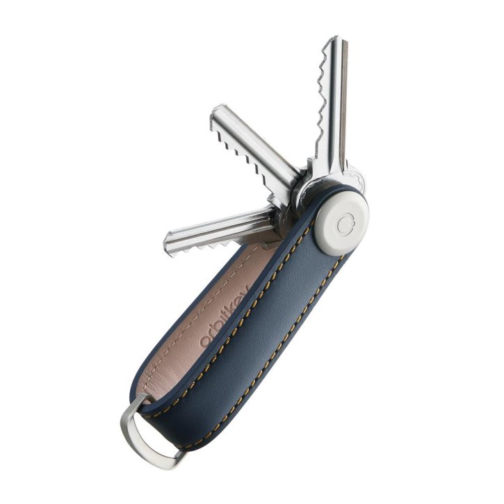 orbitkey Schlüssel-Organizer leather navy with tan stitching